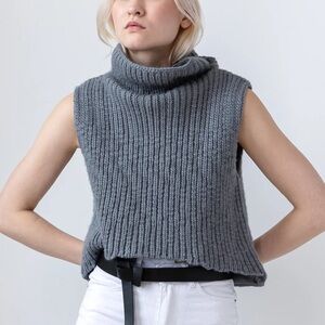NFP Studio Chunky Snap Back Pocket Vest Merino Wool Sweater Gray Size 1/2 XS